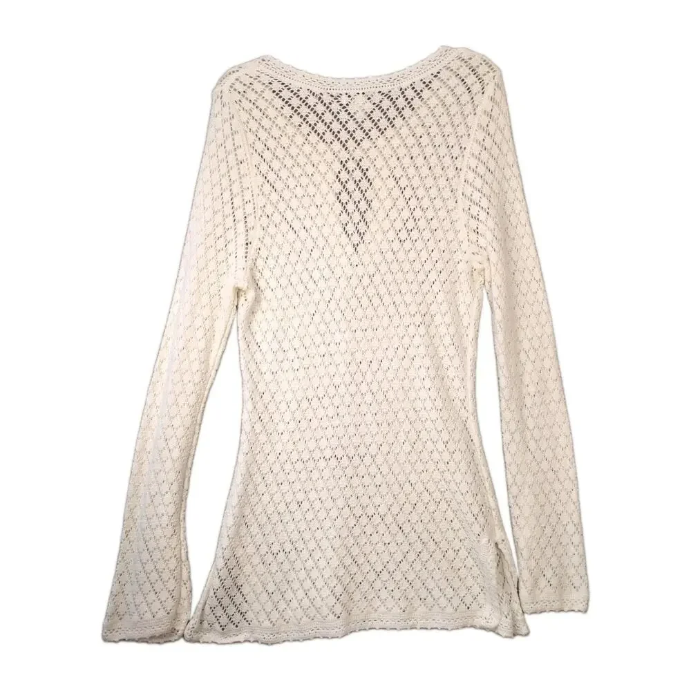 Banana Republic Open Knit Tunic Women’s XL Cotton Boho Beach Cover Up Long